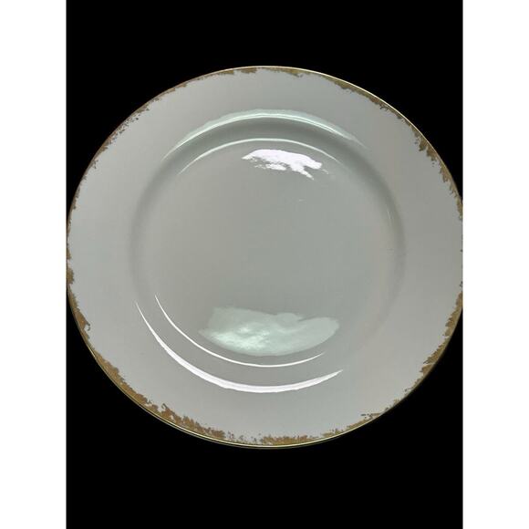Lot of 12 The Cellar Made In Bangladesh White Dinner Plate With Gold Trim 10.25” - Picture 1 of 7